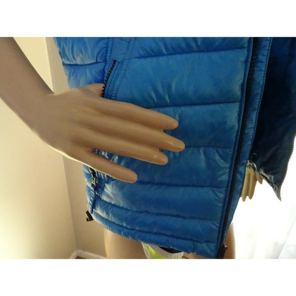 American Eagle Women Puffer Shell  Bubble Jacket Blue Coat Vest Small Sleeveless - Picture 9 of 10